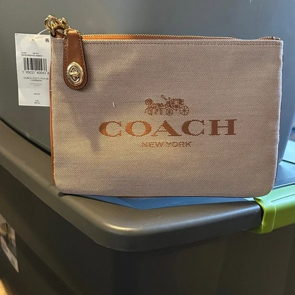 Coach Pink and Tan Wristlet - Picture 3 of 9